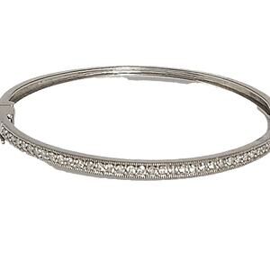Elegant 14k White Gold Diamonds Bangle Bracelet
